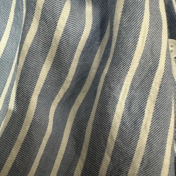 BeachLunchLounge Button Down Blouse, Blue Stripes, Small, Beach, Summer, Casual - Picture 9 of 11